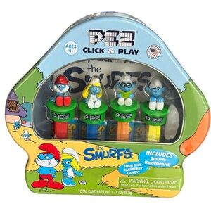 PEZ - Click and Play Smurfs Gift Tin and Game Candy Dispenser